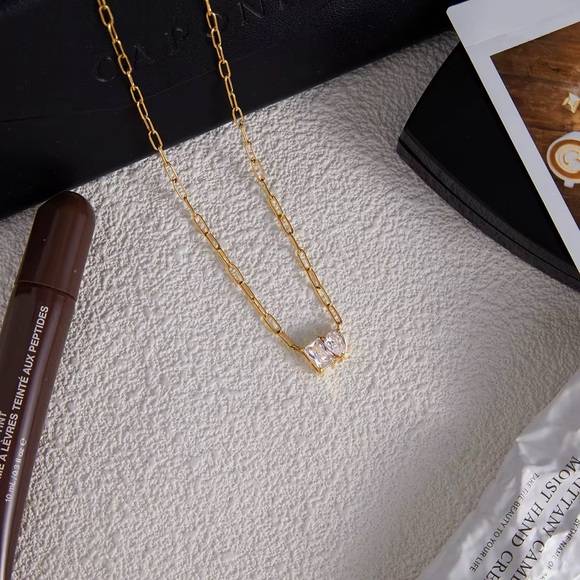 18K Gold Plated - Necklace with Heart and Square Pendants - Picture 11 of 11